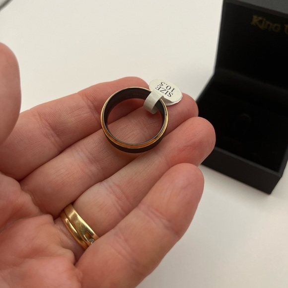 King Will  Gold And Black Plated Tungsten Carbide 8mm Ring Size 10 New - Picture 8 of 16